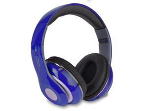 Bluetooth Wireless Headphones with Built In FM Tuner, Memory Card Slot and Mic - Blue Bluetooth Wireless Headphones with Built In FM Tuner, Memory Card Slot and Mic - Blue