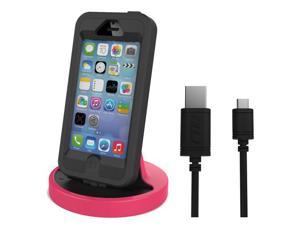 RND Apple Certified Lightning to USB dock for the iPhone (6 / 6 Plus / 6S/ 6S Plus/ 5 / 5S / 5C) or iPod Touch Data Sync and Charge 8-Pin Dock. Compatible with some phone cases. (Black and Pink)
