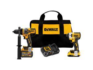 Dewalt DCK2100D1T1 20V MAX XR Brushless Lithium-Ion 1/4 in. Cordless Impact Driver / 1/2 in. Hammer Drill Driver Combo Kit with FLEXVOLT ADVANTAGE (2 Ah / 6 Ah)