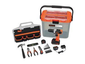 Black & Decker BCKSB29C1 20V MAX Lithium-Ion Cordless Drill with 28-Piece Home Project Kit in Translucent Tool Box (1.5 Ah)