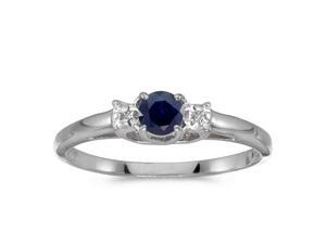 14k White Gold Round Sapphire And Diamond Ring (Size 8.5) 14k White Gold Round Sapphire And Diamond Ring (Size 8.5)