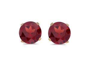 5 mm Natural Round Garnet Stud Earrings Set in 14k Yellow Gold