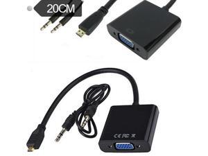 Micro HDMI D Male to VGA Female Video Adapter AV Convertor with Audio 1080p HDTV 0.2M Micro HDMI D Male to VGA Female Video Adapter AV Convertor with Audio 1080p HDTV 0.2M
