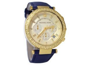 Michael Kors Parker Chronograph Gold-tone Navy Leather Ladies Watch MK2280