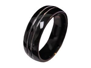 Mabella RMT028-11 8mm Men's Tungsten Silver Strips Wedding Band Ring - Black