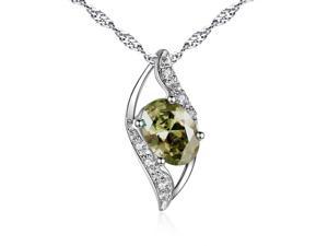 Mabella 0.78 Cttw Oval Cut 7mm*5mm Created Peridot  Pendant Sterling Silver with 18" Chain