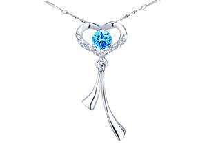 Mabella Fashion WF-P001CT 0.56 CTTW Round 5mm Created Blue Topaz in Sterling Silver Pendant with 18" Chain