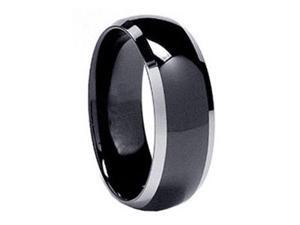 Mabella RMT019-9 Men's Tungsten Ip Polished Shiny Wedding Band Ring - Black
