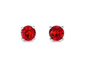Mabella EWS014CR 1.6 CTTW. Round 6mm Created Ruby .925 Sterling Silver Stud Earrings