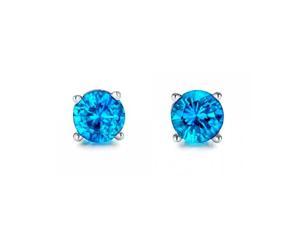 Mabella EWS015CT 1.6 CTTW. Round 6mm Created Blue Topaz .925 Sterling Silver Stud Earrings