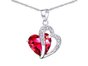 Mabella 6.02 cttw Heart Shaped 12mm x 12mm Created Ruby Pendant in Sterling Silver with 18" Chain