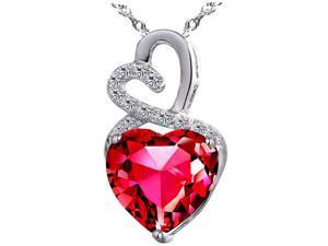 Mabella 4.0cttw Heart Shaped 10mm Created Ruby Pendant in Sterling Silver with 18" Chain Mabella 4.0cttw Heart Shaped 10mm Created Ruby Pendant in Sterling Silver with 18" Chain