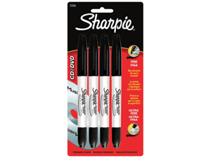 Sharpie CD DVD Permanent Marker Pens Black Music 4-pk Sharpie CD DVD Permanent Marker Pens Black Music 4-pk