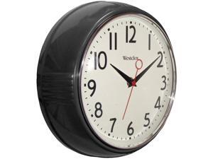 Westclox 32042BK 9.5" 1950's Retro Black Case Convex Glass Clock Westclox 32042BK 9.5" 1950's Retro Black Case Convex Glass Clock