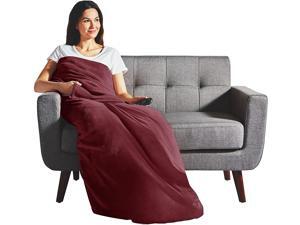 Sunbeam Electric Heated Velvet Plush Deluxe Throw XL Dual Pocket Blanket Garnet Sunbeam Electric Heated Velvet Plush Deluxe Throw XL Dual Pocket Blanket Garnet