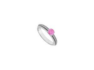 September Birthstone Created Pink Sapphire and CZ Engagement Rings in Sterling Silver 0.75 CT TG September Birthstone Created Pink Sapphire and CZ Engagement Rings in Sterling Silver 0.75 CT TG