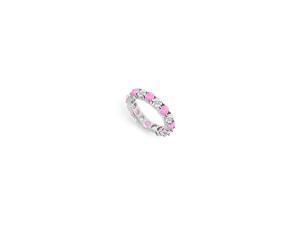Created Pink Sapphire Eternity Band with CZ Four Carat on 925 Sterling Silver Created Pink Sapphire Eternity Band with CZ Four Carat on 925 Sterling Silver