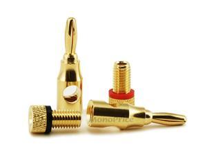 Monoprice 1 PAIR OF High-Quality Gold Plated Speaker Banana Plugs, Open Screw Type