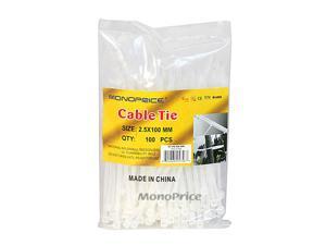 Monoprice 4-inch Cable Tie, 100pcs/Pack, 18 lbs Max Weight - White Monoprice 4-inch Cable Tie, 100pcs/Pack, 18 lbs Max Weight - White