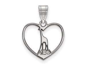 Sterling Silver Alpha Epsilon Phi Heart Pendant