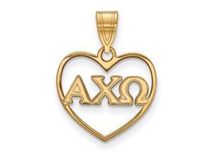 14K Plated Silver Alpha Chi Omega Heart Greek Letters Pendant