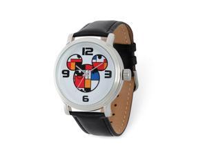 Disney Adult Size Colorblock Mickey Black Lthr Watch Disney Adult Size Colorblock Mickey Black Lthr Watch