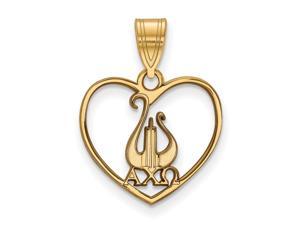 14K Plated Silver Alpha Chi Omega Heart Pendant