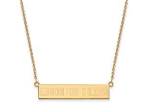 SS 14k Yellow Gold Plated NHL Edmonton Oilers SM Bar Necklace, 18 Inch SS 14k Yellow Gold Plated NHL Edmonton Oilers SM Bar Necklace, 18 Inch