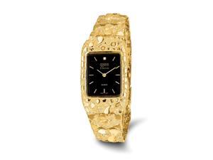 14k Yellow Gold Mens Mens Squared Black Dial Solid Nugget Watch 14k Yellow Gold Mens Mens Squared Black Dial Solid Nugget Watch