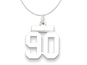 Rhodium Plated Sterling Silver Small Polished Number 91 Pendant Athletic Collection