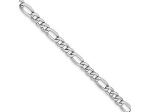 3.5mm 14k White Gold Hollow Figaro Chain Necklace, 18 Inch