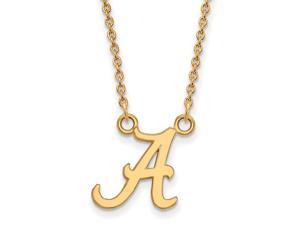 NCAA 14k Yellow Gold U of Alabama Small Script 'A' Pendant Necklace