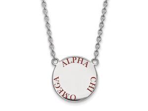 Sterling Silver Alpha Chi Omega Large Enamel Necklace