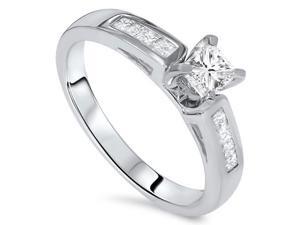 3/4ct Princess Cut Diamond Engagement Ring with Accent Diamonds 14K White Gold 3/4ct Princess Cut Diamond Engagement Ring with Accent Diamonds 14K White Gold