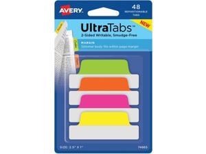 Avery Tabs Repositionable 2-Sided 2-1/2"x1" 48/PK AST Neon 74865 Avery Tabs Repositionable 2-Sided 2-1/2"x1" 48/PK AST Neon 74865