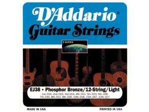 D'Addario EJ38 12-String Phosphor Bronze Acoustic Guitar Strings Light 10-47