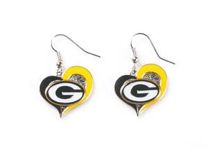 Green Bay Packers Swirl Heart Earrings Green Bay Packers Swirl Heart Earrings