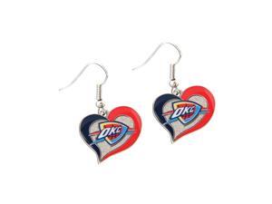 NBA Oklahoma City Thunder Swirl Heart Shape Dangle Logo Earring Set Charm Gift NBA Oklahoma City Thunder Swirl Heart Shape Dangle Logo Earring Set Charm Gift