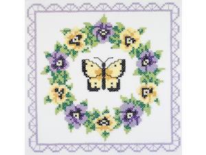 Janlynn 21-1332 Pansy Wreath Quilt Blocks Stamped Cross Stitch -18 in.X18 in. 6- Pkg Janlynn 21-1332 Pansy Wreath Quilt Blocks Stamped Cross Stitch -18 in.X18 in. 6- Pkg