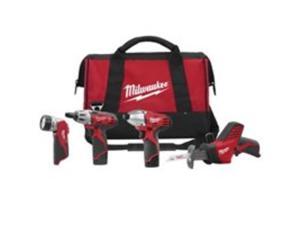 Milwaukee Electric Tool - 2498-24 - Milwaukee 2498-24 M12 4 - Tool Combo Kit with Drill, Impact, Hackzall & Flashlight