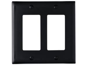 Black 2-Gang Nylon Wall Plate With Two Decorator Openings Pass and Seymour