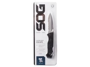 SOG Escape Knife w/ PS Fold 3.4in. Steel Blade and Alum. Handle, Bead Blasted Fi SOG Escape Knife w/ PS Fold 3.4in. Steel Blade and Alum. Handle, Bead Blasted Fi