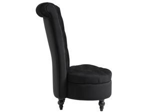 HOMCOM Retro High Back Armless Chair Living Room Furniture Upholstered Tufted Royal Accent Seat, Rich Black