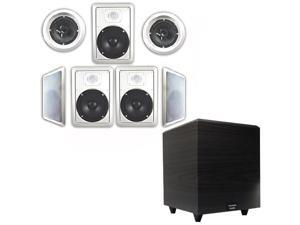 Acoustic Audio 7.1 Speaker System Flush Mount 7 Speaker Set and 8" Powered Sub Acoustic Audio 7.1 Speaker System Flush Mount 7 Speaker Set and 8" Powered Sub
