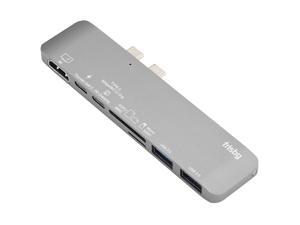 Frisby 7-in-2 Thunderbolt Hub for USB-C MacBook Pro 13"/15" 2016/2017/2018 and MacBook Air 2018 – Aluminum USB-C Adapter 4K HDMI, USB 3.0, SD Frisby 7-in-2 Thunderbolt Hub for USB-C MacBook Pro 13"/15" 2016/2017/2018 and MacBook Air 2018 – Aluminum USB-C Adapter 4K HDMI, USB 3.0, SD