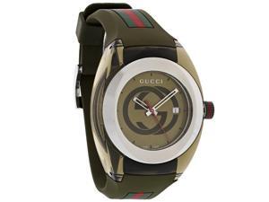 Gucci Sync XXL Khaki Red Green Rubber Strap Swiss Quartz Watch YA137106 Gucci Sync XXL Khaki Red Green Rubber Strap Swiss Quartz Watch YA137106