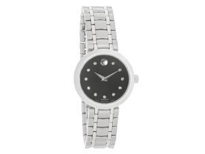 Movado 1881 Diamond Automatic Ladies Black Dial Quartz Watch 0606919