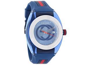 Gucci 137 Sync XXL Blue Red Rubber Strap Swiss Quartz Watch YA137104