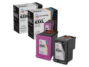 LD © Remanufactured Replacements for HP 63XL Set of 2 Ink Cartridges: 1 F6U64AN HY Black, and 1 F6U63AN HY Color