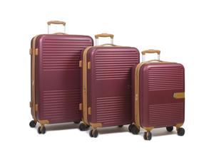 Dejuno Garland Hardside 3-Piece Spinner Luggage Set With USB Port - Burgundy